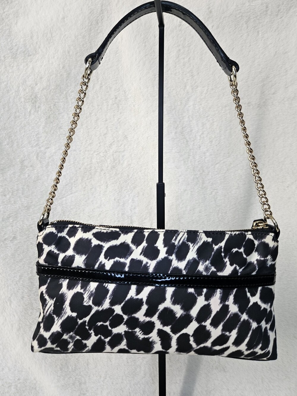 kate spade Black and White Leopard Print Shoulder Bag with Bow - Picture 3 of 10